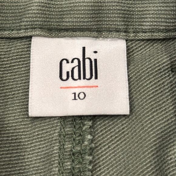 NWOT Cabi 5315 The Quest Skinny Stretch Fine Cord Army Green Pants Size 10 - Picture 7 of 9